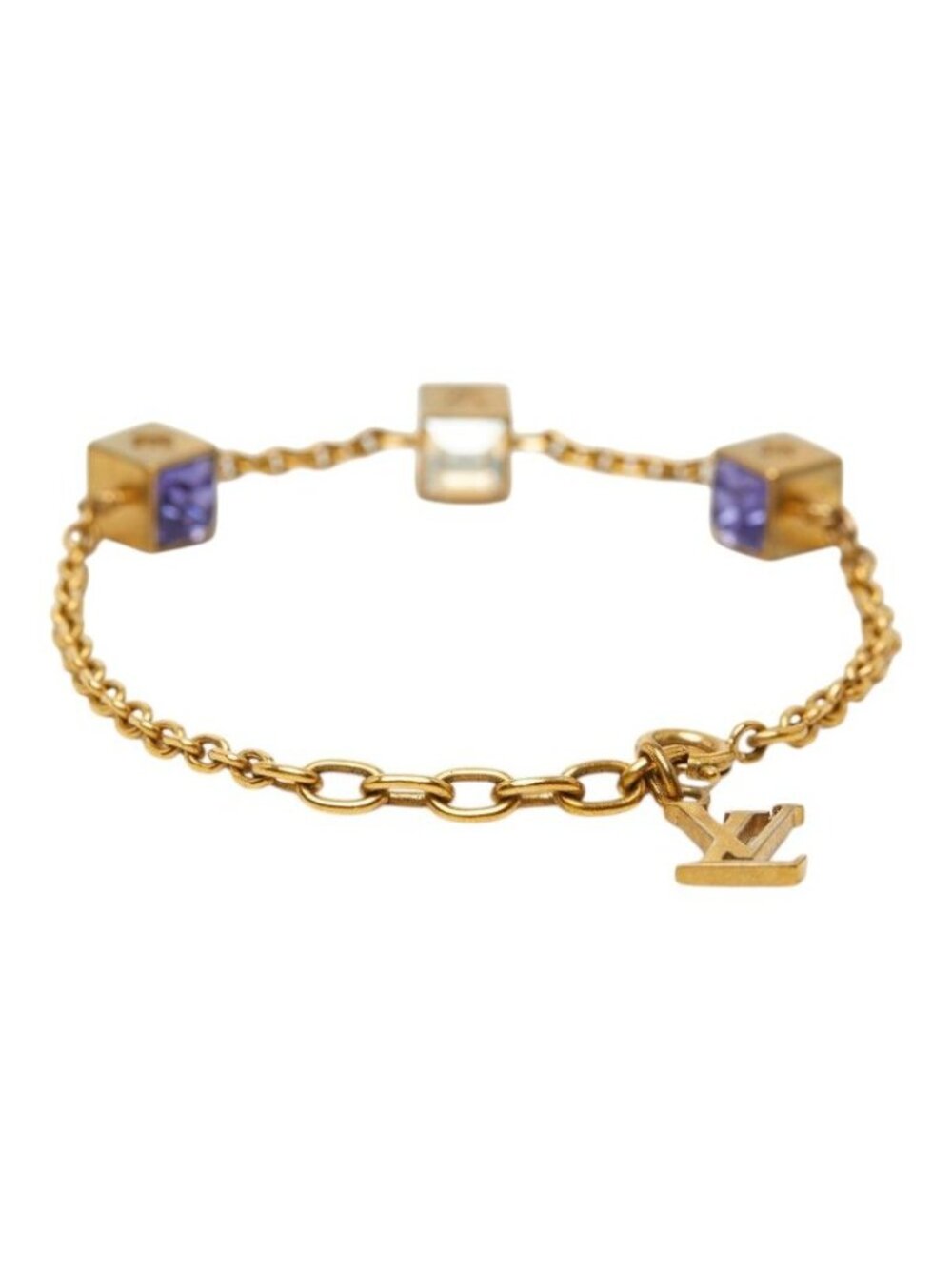 Louis Vuitton Bracelet Gambling Gold Purple Plated Swarovski - Picture 3 of 7